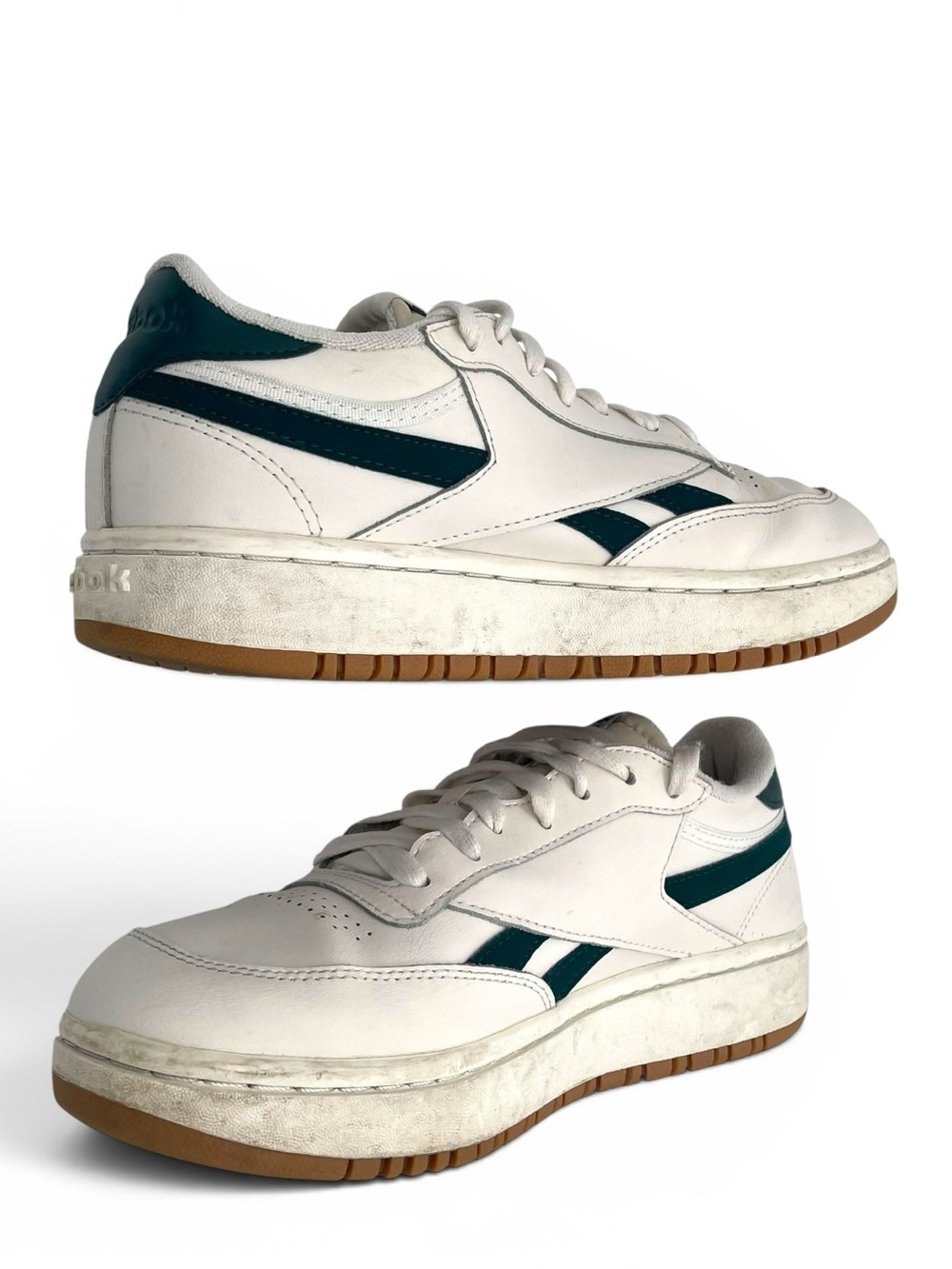 Reebok Club C White Green Sneakers Women Size 8.5 Retro Gum Sole - Picture 8 of 10